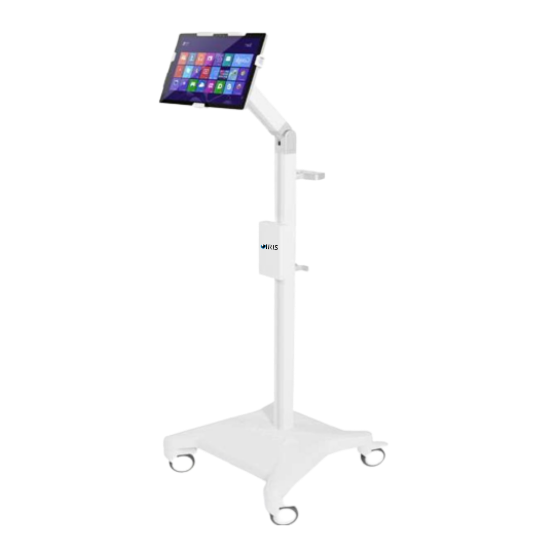 IRIS Surface Stand. A tablet attached to a stand on wheels.