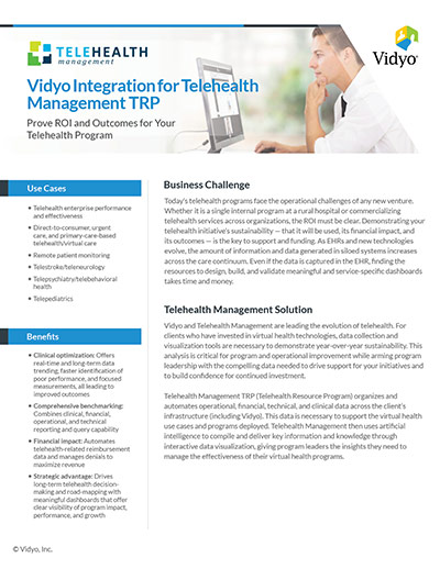 Vidyo Integration for Telehealth Management TRP